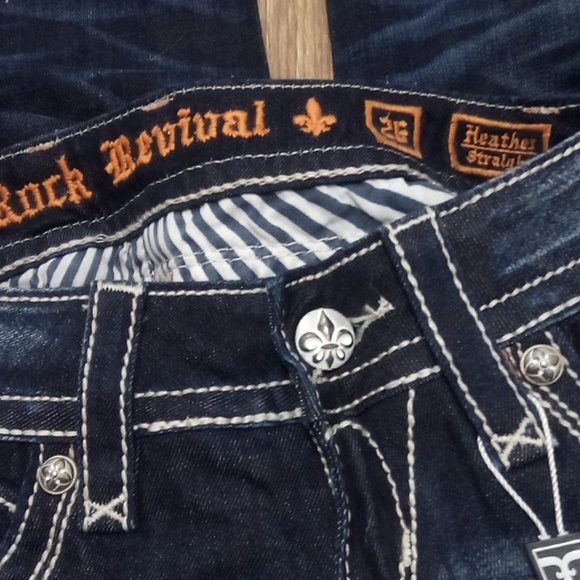 Rock Revival Women's 26 Straight Heather Embellished Shimmer NWT - Picture 7 of 12